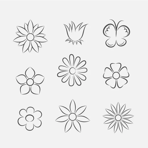 Icônes de fleurs pour motif — Image vectorielle