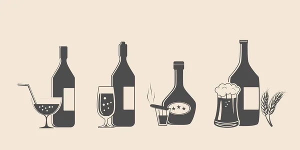 Alcohol Iconos negros — Vector de stock