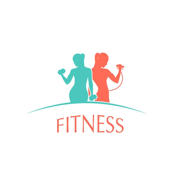 Erkek ve kadın fitness, spor salonu siluet karakter — Stok Vektör