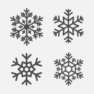 Kar taneleri vektör simge kümesi