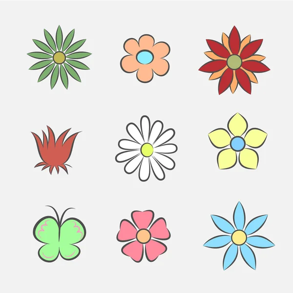 Iconos de flores para el patrón — Vector de stock