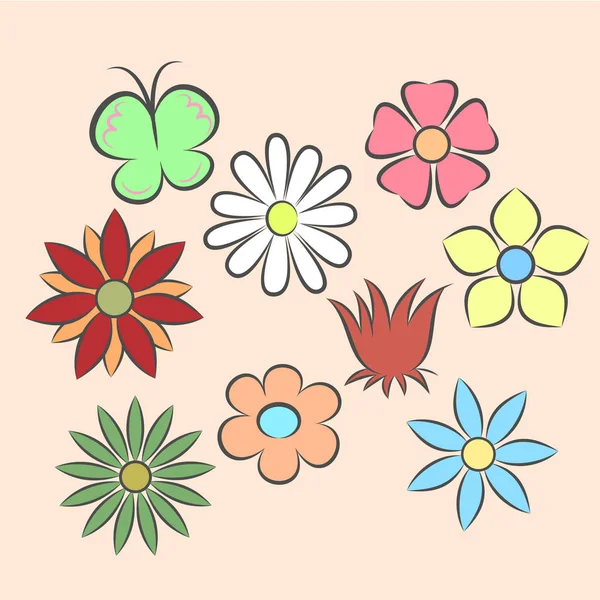Набір плоских піктограм квітів — стоковий вектор