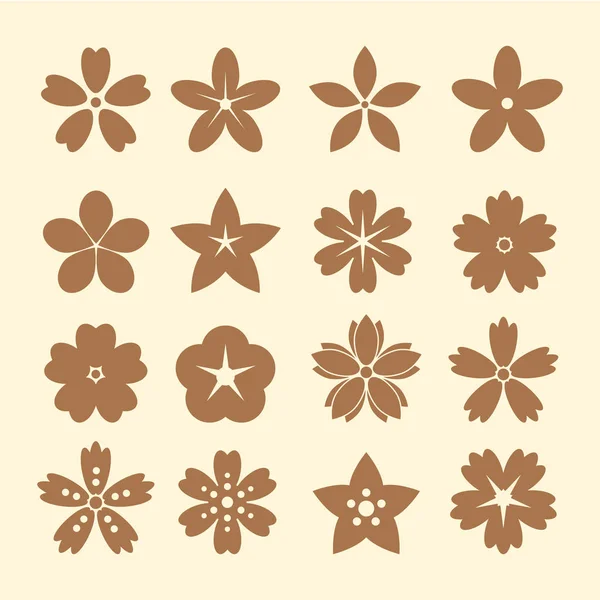 Icônes de fleurs pour motif — Image vectorielle