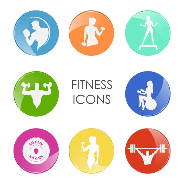 Etiqueta club de fitness con la imagen de mujeres y hombres — Vector de stock