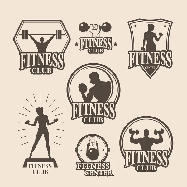 Set vintage fitness embleem, logo, iconen — Stockvector