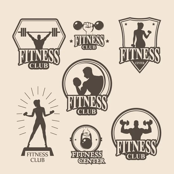 vintage fitness amblem, logo, simgeler kümesi
