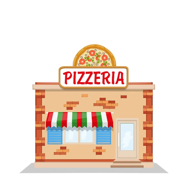 Rajzfilm pizzéria. Lapos vektor-illusztráció — Stock Vector