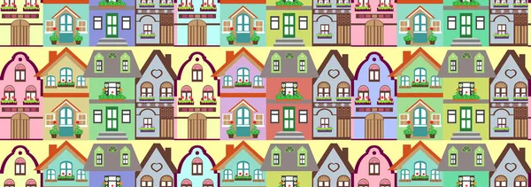 Seamless pattern cottage houses — Stock Vector