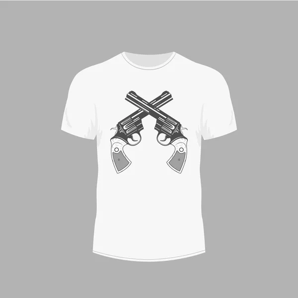 T-shirt ze zdjęciem Pistolet Rewolwer — Wektor stockowy