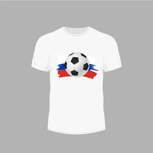 Λευκό t-shirt με μπάλα ποδοσφαίρου σχεδιασμού για μπάλα στο πουκάμισο - εικονογράφηση διάνυσμα. — Διανυσματικό Αρχείο