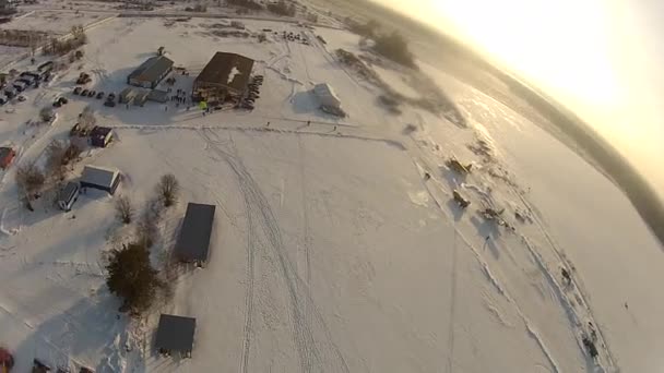 Paracaídas Jump Outdoor Winter Tiempo — Vídeos de Stock