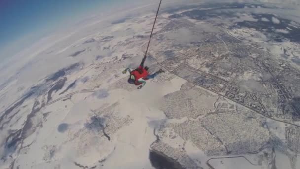 Jump Skydiver Parachute Vrije Val — Stockvideo