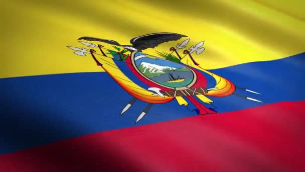 Bandera de Ecuador. Bandera ondeante con textura de tela altamente detallada video loopable sin costuras. Lazo sin costura con textura de tejido altamente detallada. Loop listo en resolución HD — Vídeo de stock