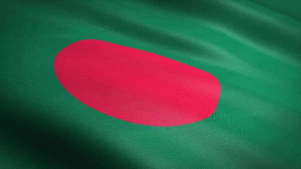 Bandera de Bangladesh. Bandera ondulante realista Ilustración de renderizado 3D con textura de tela altamente detallada — Foto de Stock