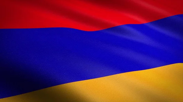 Bandera de Armenia. Bandera ondulante realista Ilustración de renderizado 3D con textura de tela altamente detallada — Foto de Stock