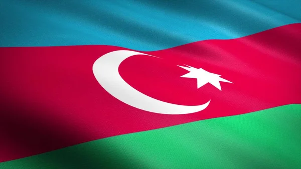 Bandera de Azerbaiyán. Bandera ondulante realista Ilustración de renderizado 3D con textura de tela altamente detallada — Foto de Stock