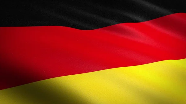 Flag of Germany. Realistic waving flag 3D render illustration with highly detailed fabric texture.