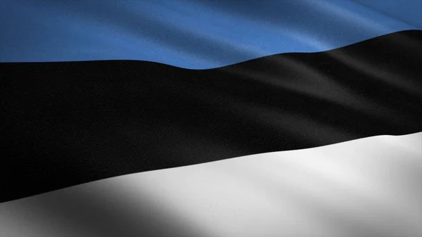 Bandera de Estonia. Bandera ondulante realista Ilustración de renderizado 3D con textura de tela altamente detallada . Fotos de stock libres de derechos