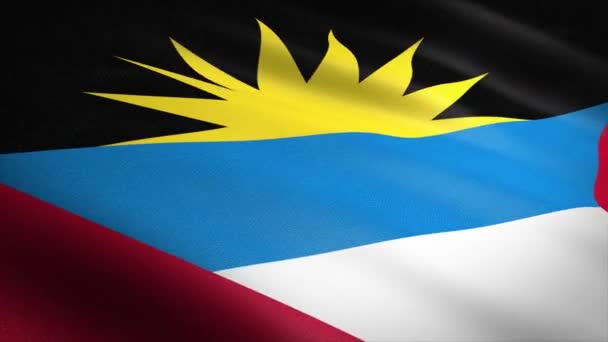 Bandera de Antigua y Barbuda. Bandera ondeante con textura de tela altamente detallada video loopable sin costuras. Lazo sin costura con textura de tejido altamente detallada. Loop listo en resolución 4K — Vídeos de Stock