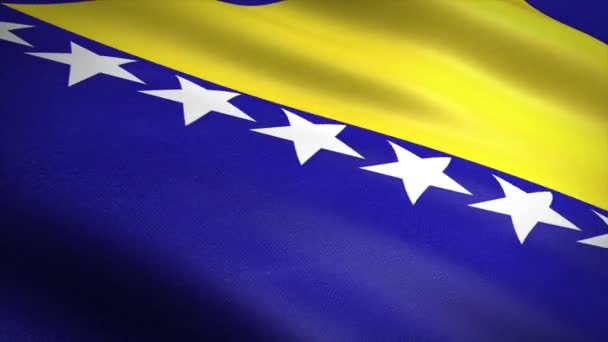 Σημαία της Βοσνίας-Ερζεγοβίνης. Κυματιστή σημαία με εξαιρετικά λεπτομερή υφασμάτινη υφή αδιάλειπτη βρόχο βίντεο. Απρόσκοπτη θηλιά με εξαιρετικά λεπτομερή υφασμάτινη υφή. Βρόχος έτοιμος σε ανάλυση 4k — Αρχείο Βίντεο