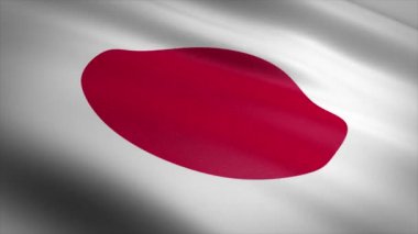 Japonya bayrağı. Dalgalanan bayrak, son derece detaylı kumaş dokusu, dikişsiz döngü videosu. Son derece detaylı kumaş dokusuna sahip kusursuz bir döngü. Döngü 4k çözünürlükte hazır