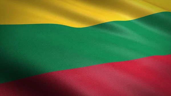 Bandera de Lituania. Bandera ondulante realista Ilustración de renderizado 3D con textura de tela altamente detallada . — Foto de Stock