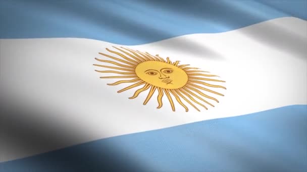 アルゼンチンの国旗。非常に詳細なファブリックテクスチャシームレスループ可能なビデオでフラグを振る。非常に詳細なファブリックテクスチャとシームレスなループ。4kの解像度で準備ができてループ — ストック動画