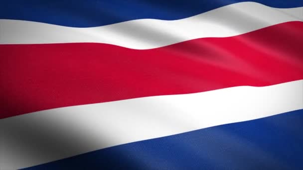 Flag of Costa Rica. Waving flag with highly detailed fabric texture seamless loopable video. Seamless loop with highly detailed fabric texture. Loop ready in 4K resolution — Stock Video