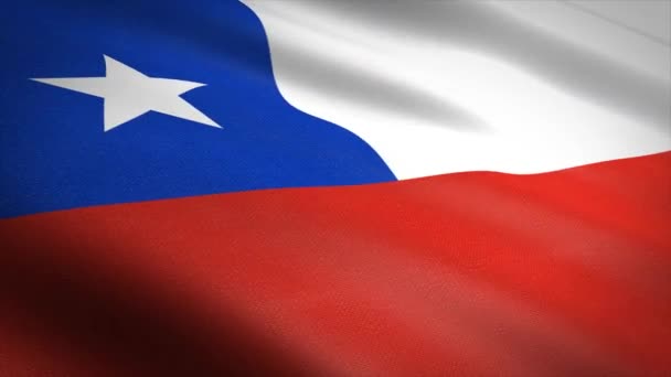 칠레의 국기. 매우 세밀 한 직물 질감을 가진 깃발을 흔들어 대는 것입니다. 매우 세밀 한 직물 질감을 가진 솔기없는 루프. 4K 해상도로 루프 준비 — 비디오