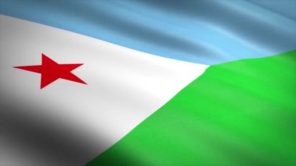 Vlag van Djibouti. Zwaaien vlag met zeer gedetailleerde stof textuur naadloze loopable video. Naadloze lus met zeer gedetailleerde stofstructuur. Loop klaar in 4k resolutie — Stockvideo