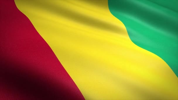 Flag of Guinea. Waving flag with highly detailed fabric texture seamless loopable video. Seamless loop with highly detailed fabric texture. Loop ready in 4K resolution — Stock Video