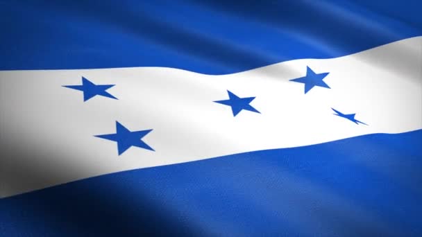 Bandera de Honduras. Bandera ondeante con textura de tela altamente detallada video loopable sin costuras. Lazo sin costura con textura de tejido altamente detallada. Loop listo en resolución 4K — Vídeo de stock