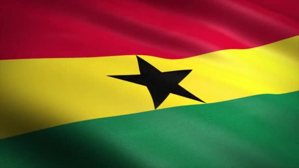 Drapeau du Ghana. Drapeau ondulé avec une texture de tissu très détaillée vidéo boucle sans couture. Boucle sans couture avec une texture de tissu très détaillée. Boucle prête en résolution 4K 