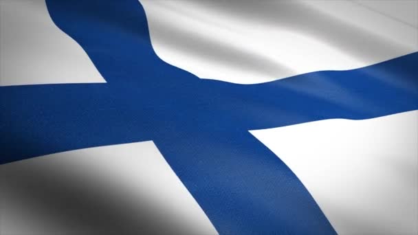 Finland Flag Loop - viftande flagga med mycket detaljerad textur sömlös loop video. Sömlös ögla med mycket detaljerad textur. Loop klar i 4k upplösning — Stockvideo