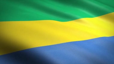 Gabon bayrağı. Dalgalanan bayrak, son derece detaylı kumaş dokusu, dikişsiz döngü videosu. Son derece detaylı kumaş dokusuna sahip kusursuz bir döngü. Döngü 4k çözünürlükte hazır
