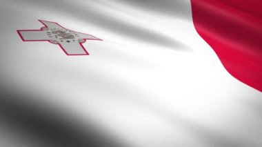 Malta bayrağı. Dalgalanan bayrak, son derece detaylı kumaş dokusu, dikişsiz döngü videosu. Son derece detaylı kumaş dokusuna sahip kusursuz bir döngü. Hd çözünürlüğünde döngü hazır