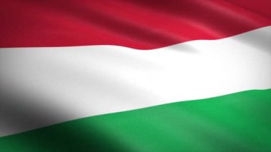 Macaristan bayrağı. Dalgalanan bayrak, son derece detaylı kumaş dokusu, dikişsiz döngü videosu. Son derece detaylı kumaş dokusuna sahip kusursuz bir döngü. Döngü 4k çözünürlükte hazır