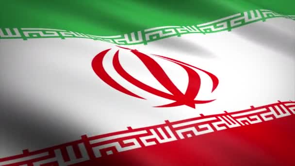 イランの国旗。非常に詳細なファブリックテクスチャシームレスループ可能なビデオでフラグを振る。非常に詳細なファブリックテクスチャとシームレスなループ。4kの解像度で準備ができてループ — ストック動画