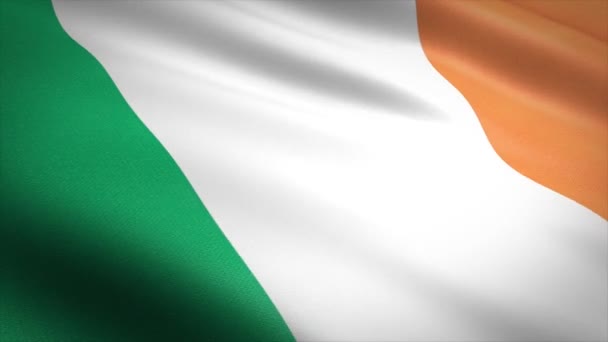 Ireland Flag Loop - drapeau ondulé avec une texture de tissu très détaillée vidéo en boucle sans couture. Boucle sans couture avec une texture de tissu très détaillée. Boucle prête en résolution 4K — Video
