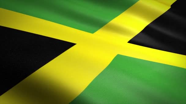 Jamaikanische Flagge. Flagge schwenkend mit detailverliebter Textur und nahtlosem Video. nahtlose Schlaufe mit sehr detaillierter Textur. Schleife bereit in 4k Auflösung — Stockvideo