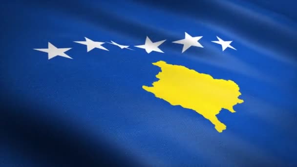 Flag of Kosovo. Waving flag with highly detailed fabric texture seamless loopable video. Seamless loop with highly detailed fabric texture. Loop ready in 4K resolution — Stock Video