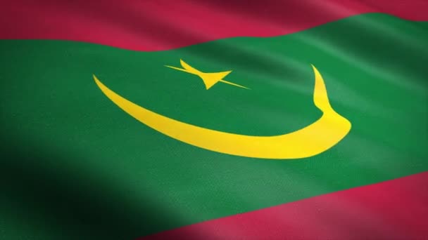 Bandera de Mauritania. Bandera ondeante con textura de tela altamente detallada video loopable sin costuras. Lazo sin costura con textura de tejido altamente detallada. Loop listo en resolución 4K — Vídeos de Stock