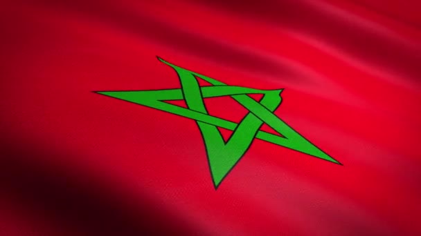 Bandera de Marruecos. Bandera ondeante con textura de tela altamente detallada video loopable sin costuras. Lazo sin costura con textura de tejido altamente detallada. Loop listo en resolución HD — Vídeos de Stock