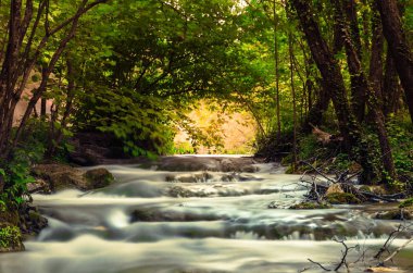 Plitvice Gölleri, Hırvatistan. Şelaleler ve turkuaz su doğal park