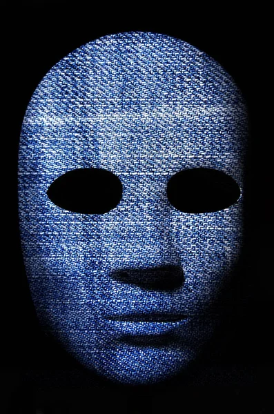 Blue Neon Face Mask Black Background — Stock Photo, Image