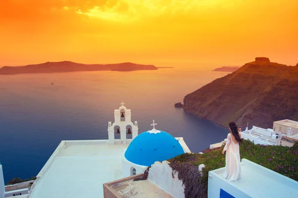 Prachtig Zonsondergang Uitzicht Het Eiland Santorini Griekenland — Stockfoto