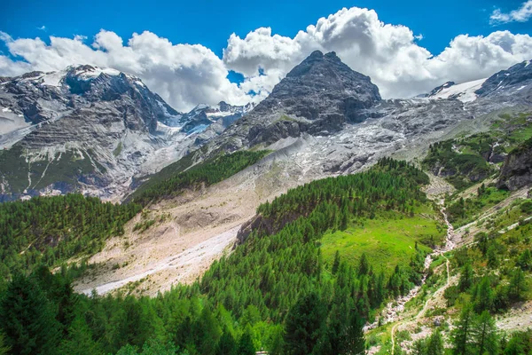 İtalya, Stelvio Ulusal Parkı. Ortler Alpleri 'ndeki Stelvio Geçidi' ne giden ünlü yol. Alp manzarası. — Stok fotoğraf