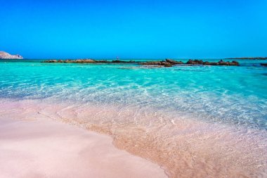 Tropikal kumsalı ile turkuaz su, Elafonisi, Crete, Yunanistan