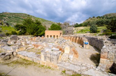 İsrail devletinin başkenti Jerash 'taki Roma forumunun antik kalıntıları.