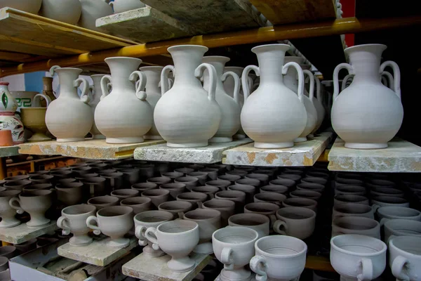 Lagring Traditionella Handgjorda Koppar Lera Keramik Kreta Grekland November 2017 — Stockfoto